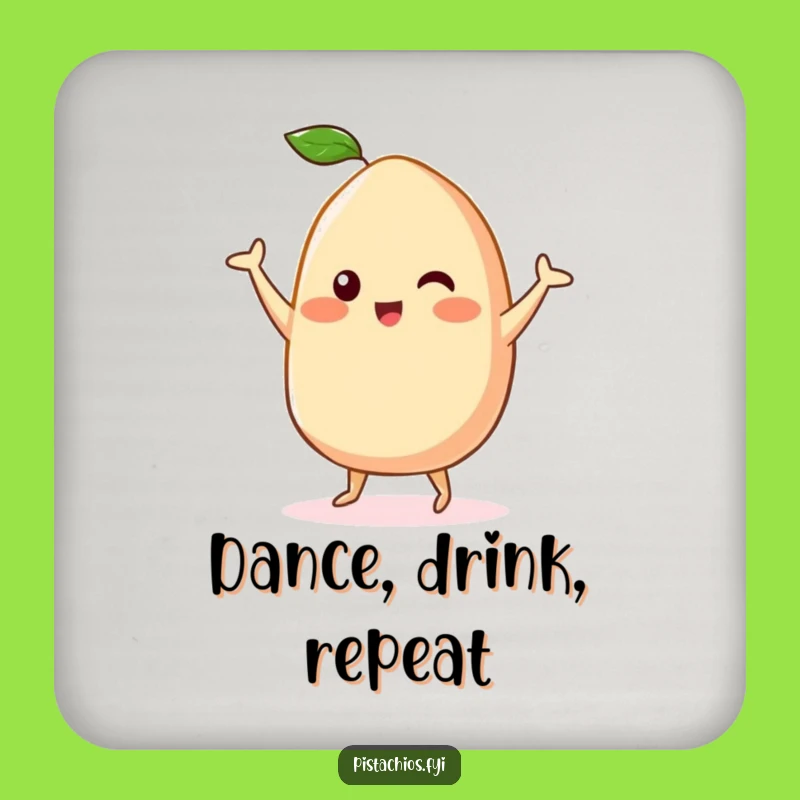 Funny Kawaii Cashew Drink Coaster - Protect Surfaces with Happy Dance