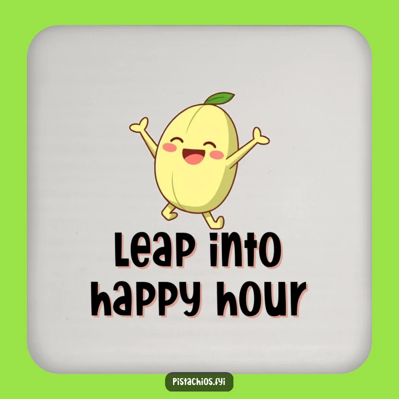 Funny Leaping Pistachio Character Coaster - Protect Surfaces with Nutty Humor, Gift