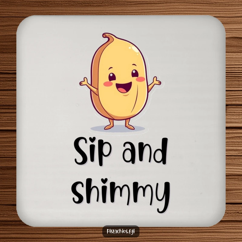 Funny Coaster: A delighted nut character in a charming shimmy pose, protecting your tables with a touch of humorous style.