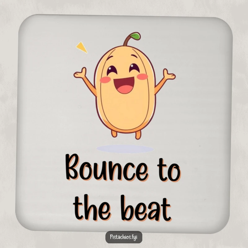 Funny nut coasters showing an excited nut character bouncing with joy, symbolizing happiness and adding humor to drink service.