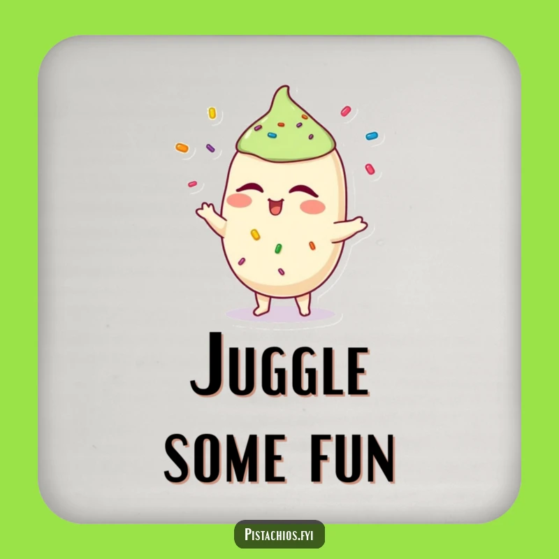 Funny Pistachio Juggling Coaster: Protect Surfaces with This Hilarious Gift!