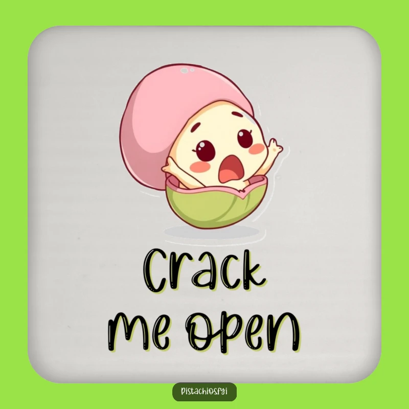 Funny Surprised Pistachio Coaster, Hilarious Nutty Drink Accessory