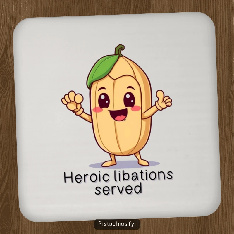 Funny Coaster featuring a delighted Brazil nut character in a heroic pose, adding a touch of bravery and humor to any surface.
