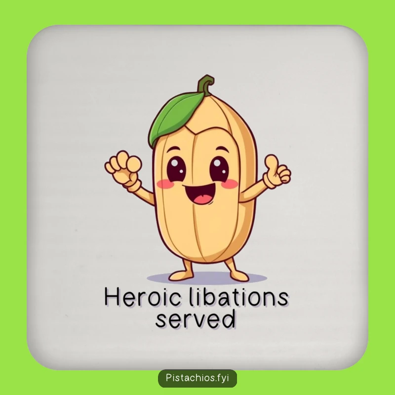 Funny Hero Brazil Nut Coaster: A Delighted Nut's Bold Pose for a Perfect Funny Gift
