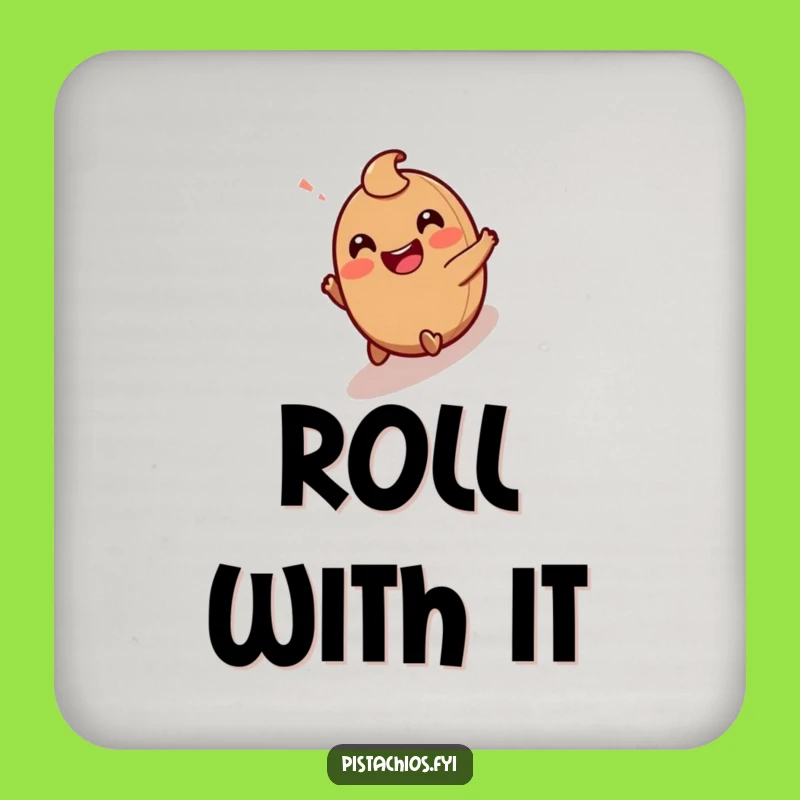 Funny Hazelnut Drink Coaster: Giggling Character Rolling Downhill - Protects Surface!