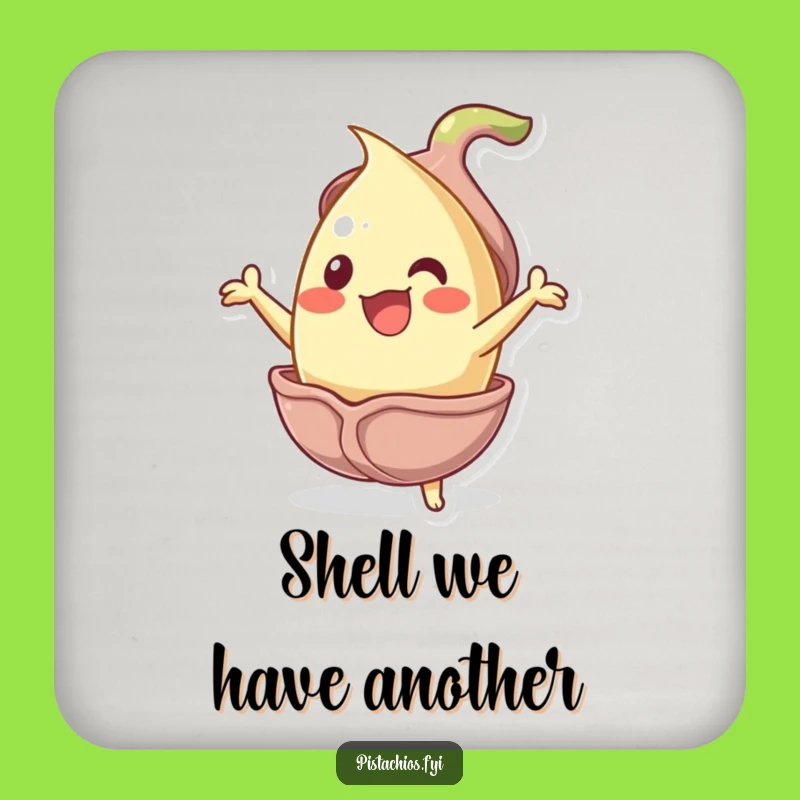 Funny Jubilant Pistachio Coaster - Nutty Cartoon Drink Gift