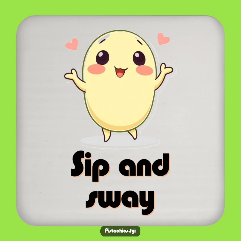 Funny Pistachio Dance Drink Coaster: Protect Surfaces with Hilarious Nutty Style