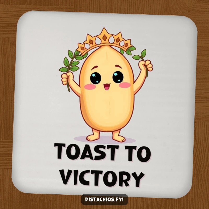 Funny Coaster: A triumphant nut character holding a laurel wreath, offering stylish protection for tables with a victorious touch.