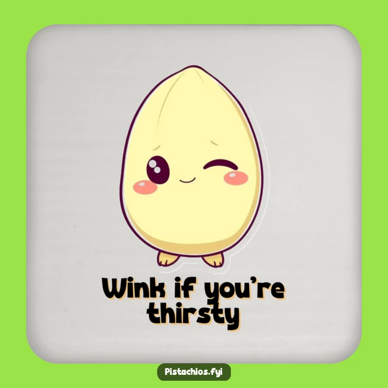 Funny Winking Pistachio Drink Coaster: Protect Surfaces with Hilarious Cheeky Style