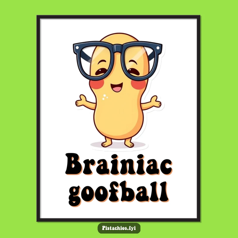 Funny Peanut Poster: Giggling Character in Silly Glasses, Quirky Wall Art Gift