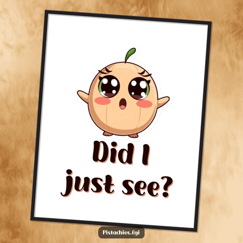 Funny Poster: A Surprised Brazil Nut Character with Exaggerated Wide Eyes, Showing Pure Shock.
