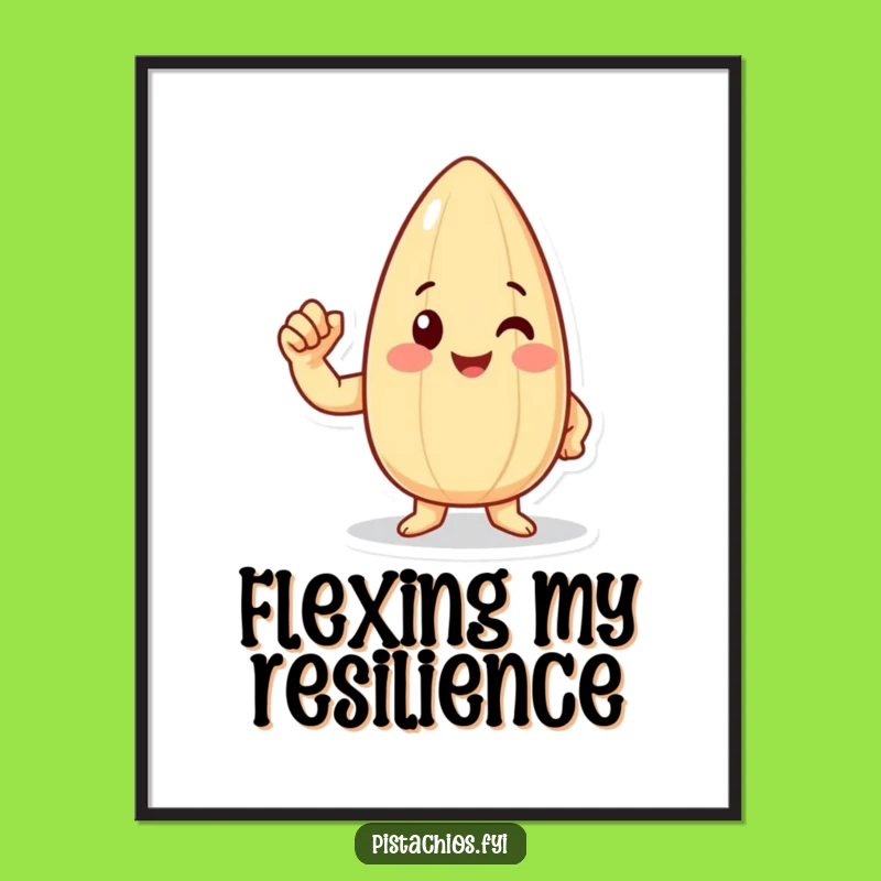 Funny Almond Flexing Poster - Strong Cartoon Wall Art