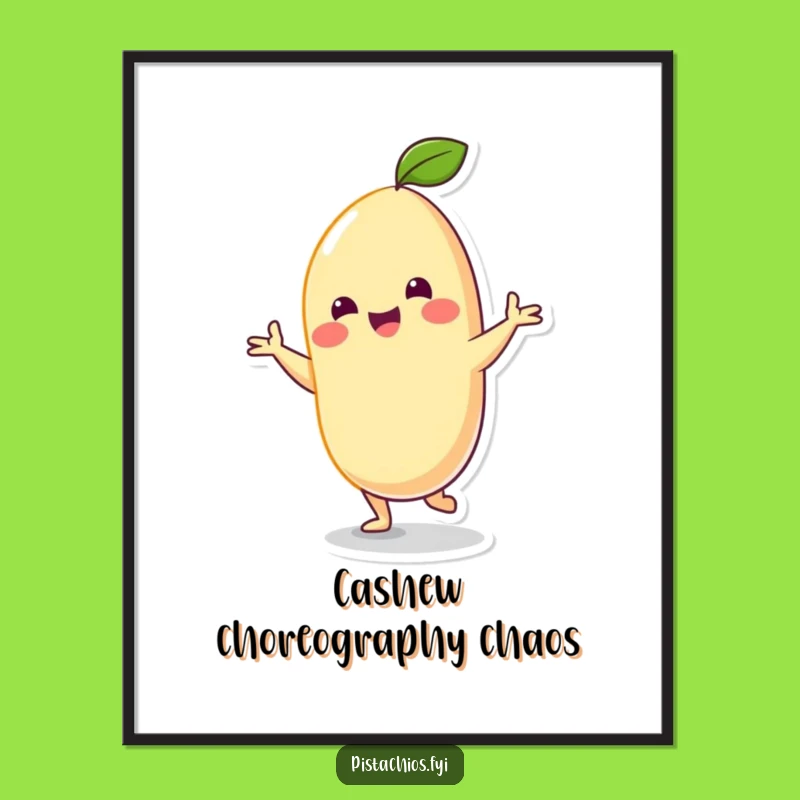 Funny Cashew Dancer Poster: Vibrant Art of a Cheerful Nut's Silly Dance