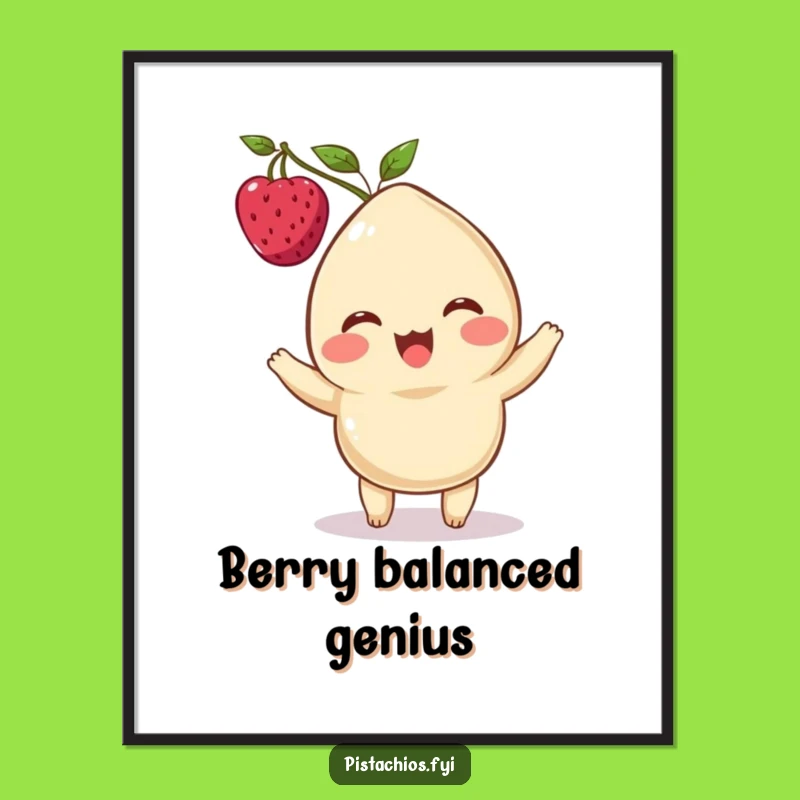 Funny Cashew Poster: Delighted Berry Balancer, Whimsical Wall Art Gift