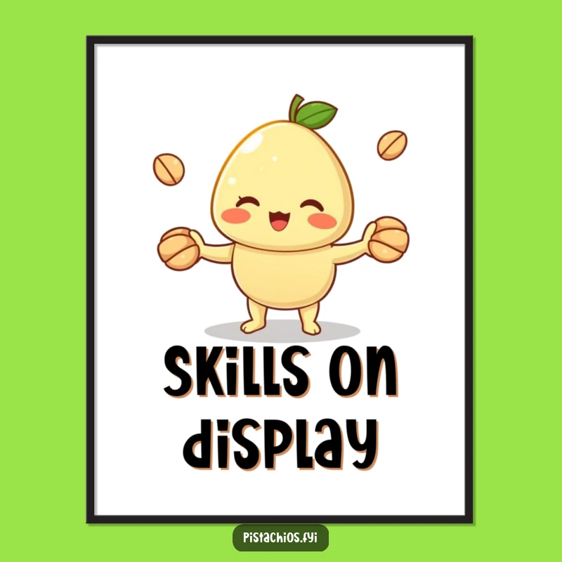 Funny Cheerful Pistachio Juggling Poster: Decorate with Hilarious Nutty Skill