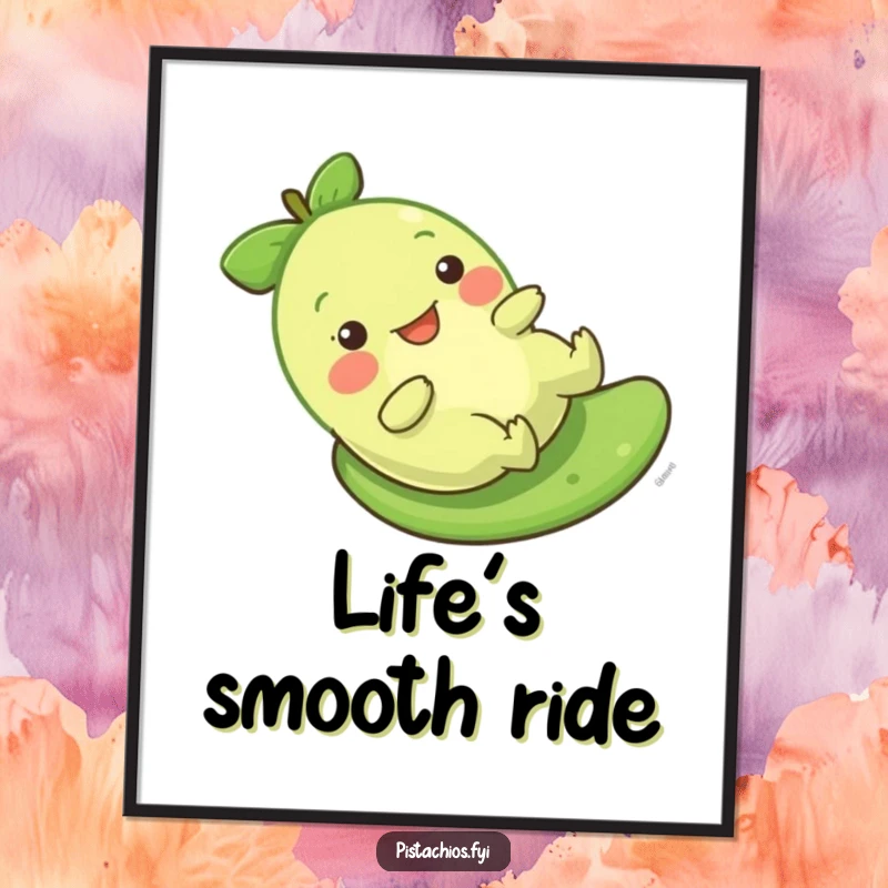 Funny Pistachio Slide Poster showing a character gleefully sliding, capturing pure joy and humor for decor.