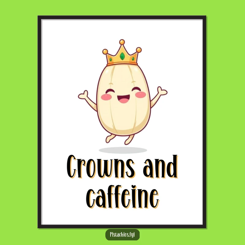 Funny Happy Pistachio Crown Hop Poster - Joyful Wall Art Gift