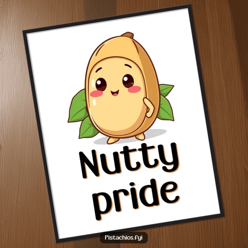 Funny Kawaii Brazil Nut Poster: Art print of a proud Kawaii Brazil nut character flexing its sturdy shell, symbolizing resilience.