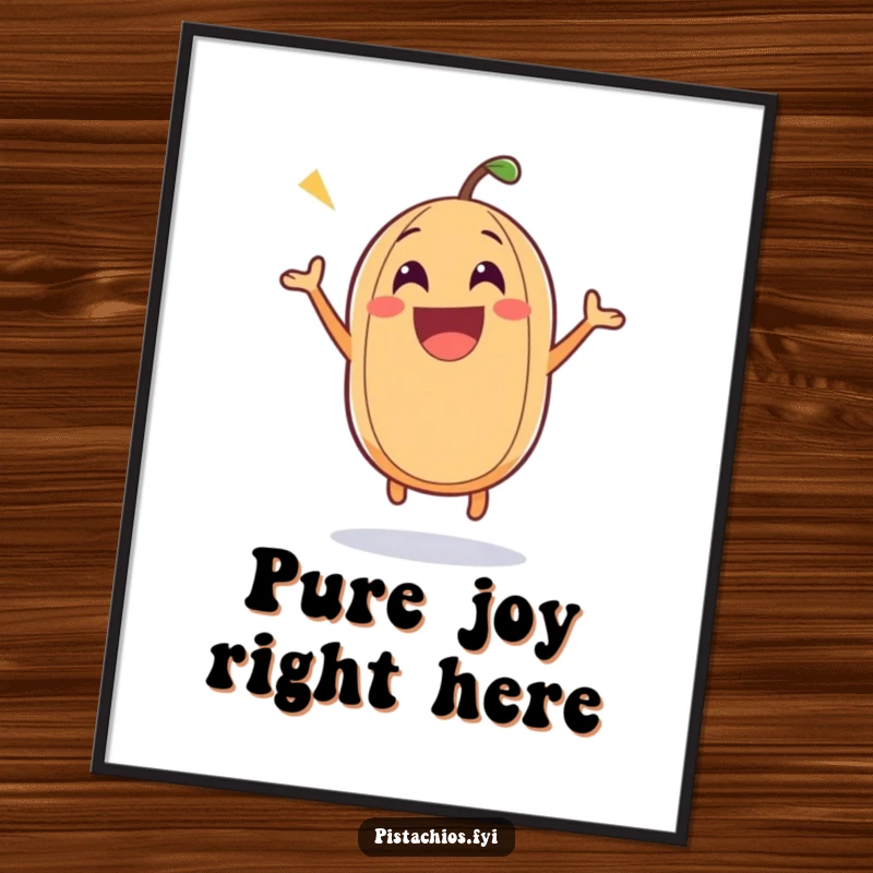 Funny nut poster capturing an excited nut character bouncing with sheer joy, creating a vibrant and humorous scene.