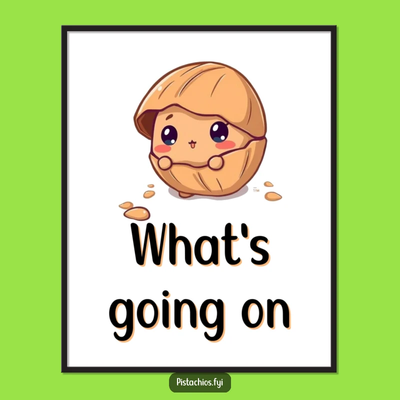 Funny Curious Pecan Poster: Peeking Shell Design for a Perfect Funny Gift