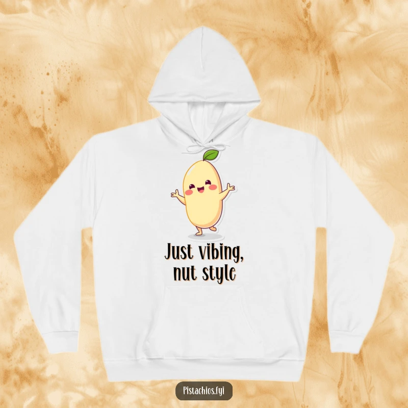 Funny Hoodie: Cheerful cashew character performing a hilariously silly dance, offering warmth and quirky amusement in a comfortable design.