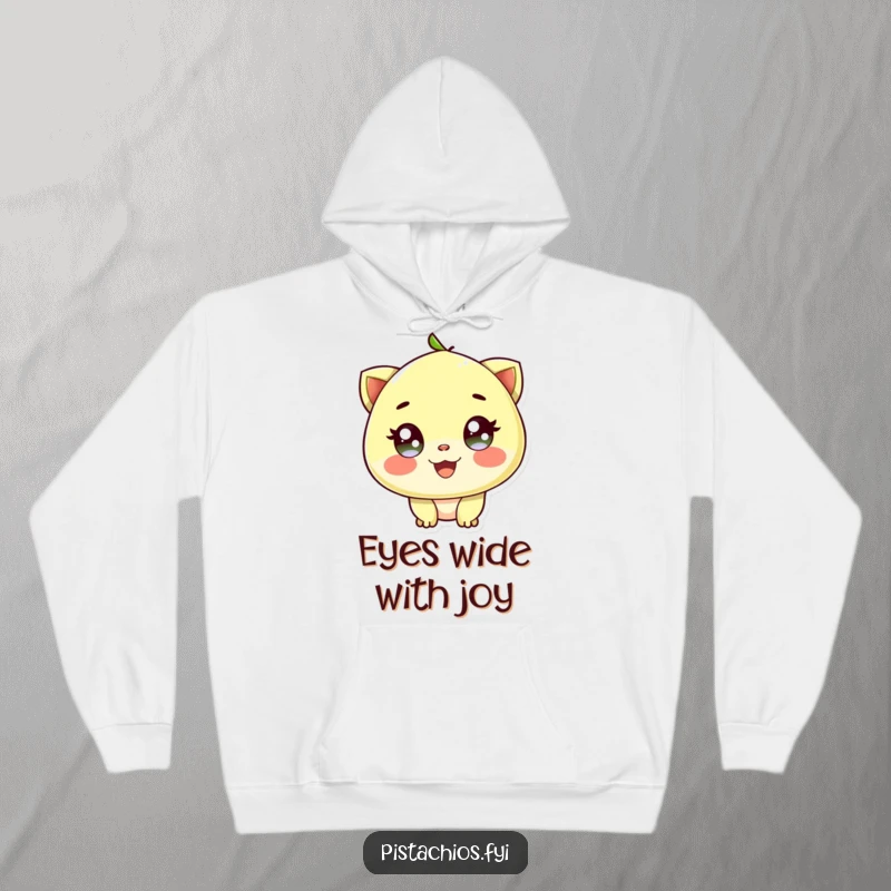 Funny hoodie with a delighted pistachio character whose sparkling eyes emit warmth and nutty joy.
