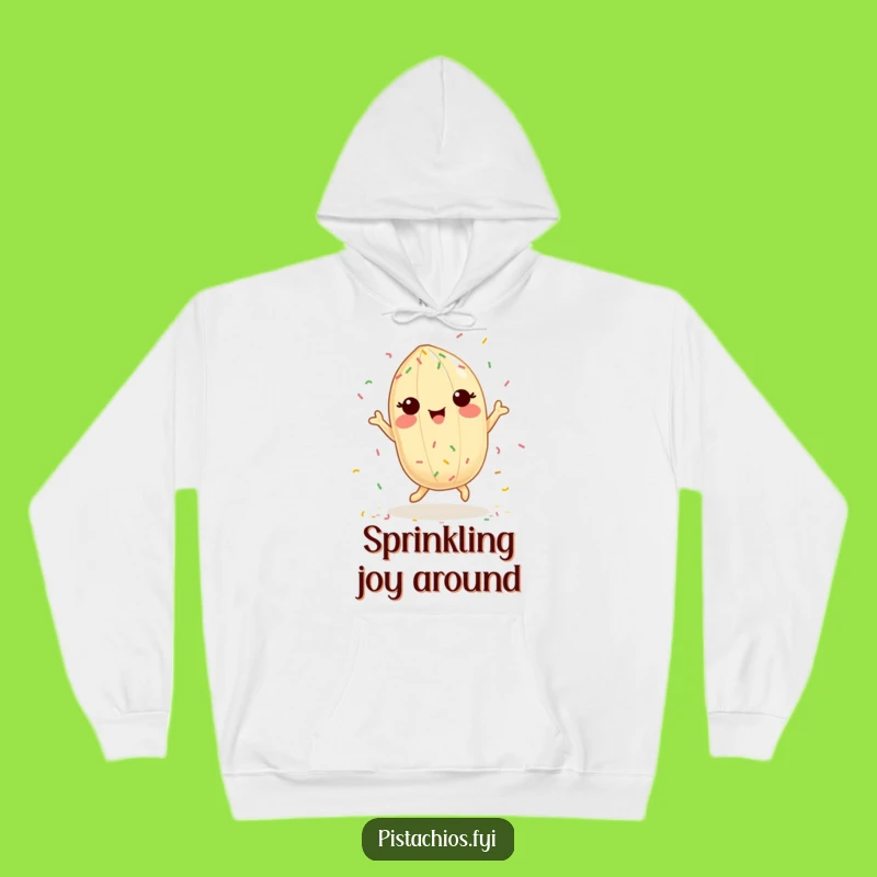 Funny Pistachio Hoodie: Delighted Dancing Sprinkles Cheer