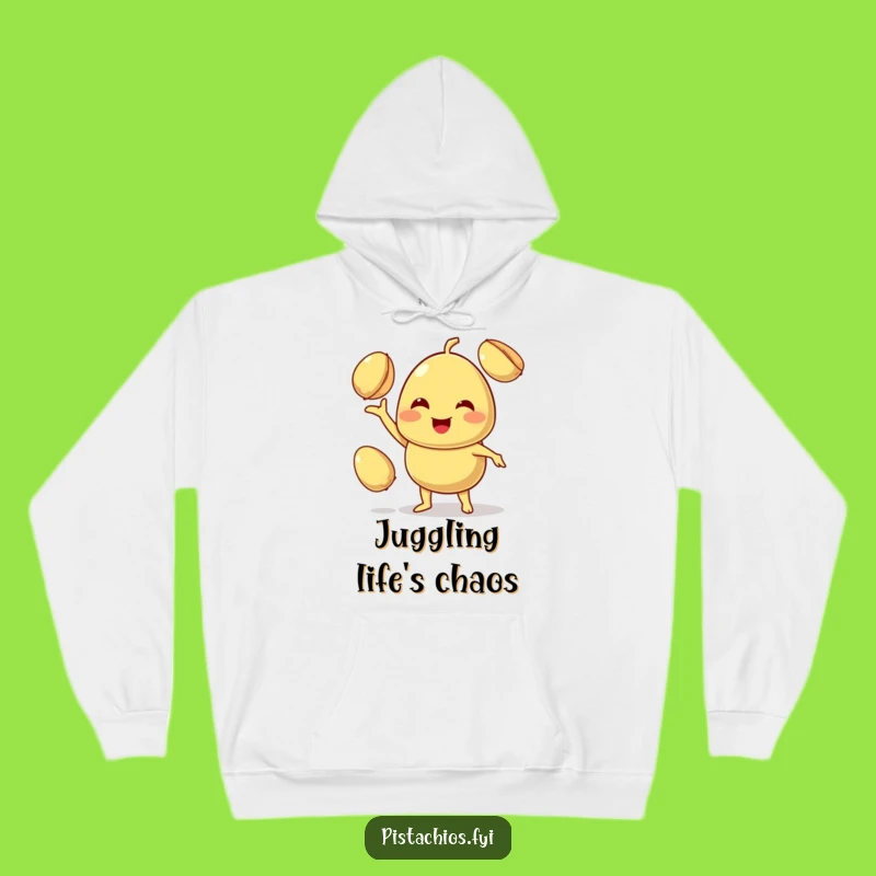 Funny Juggling Pistachio Hoodie - Smiling Character Comfort Gift