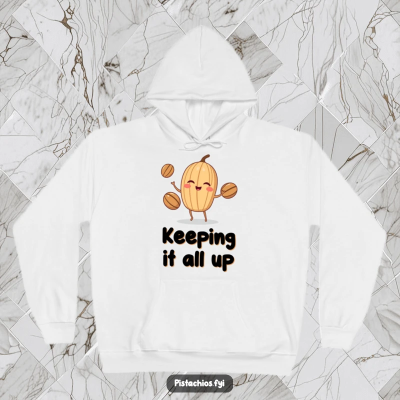 Funny Hoodie: Winking walnut character juggling nuts, providing warmth and a touch of nutty, impressive skill for casual wear.