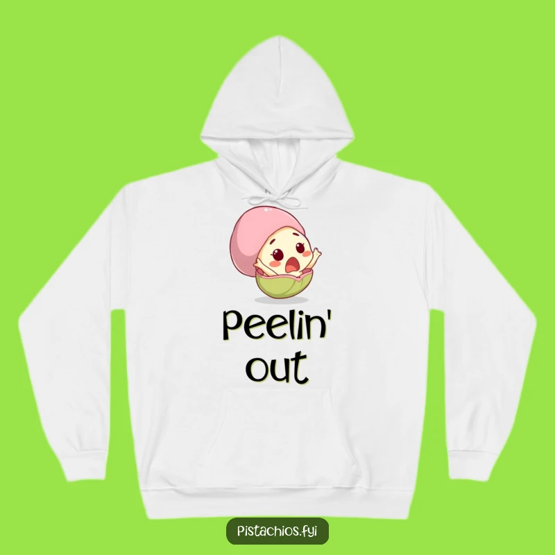 Funny Surprised Pistachio Hoodie, Cozy Nutty Character Apparel, Great Gift