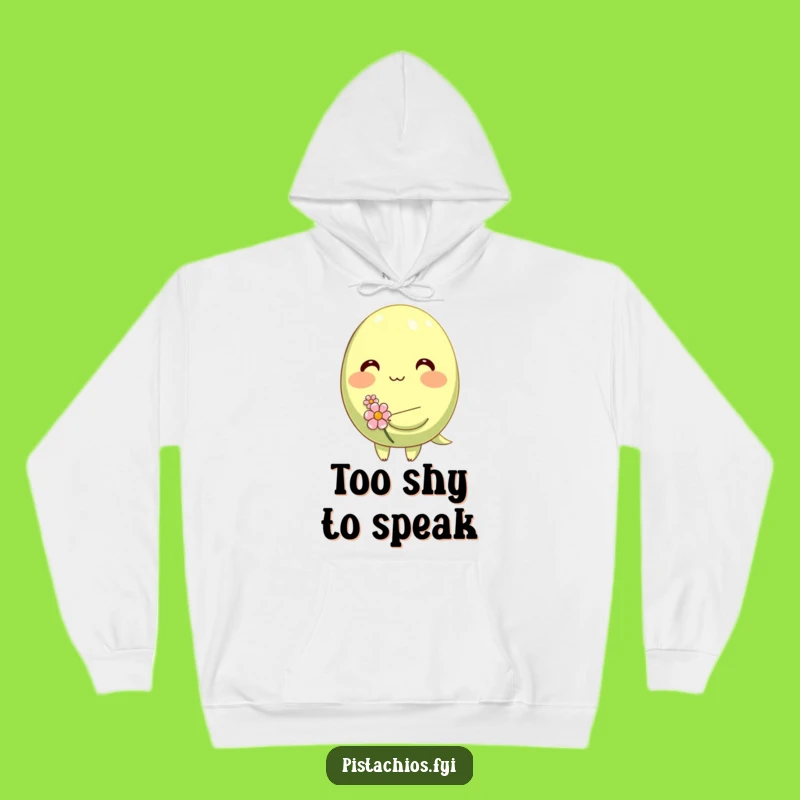 Funny Shy Pistachio Hoodie: Cozy Blushing Nut with a Flower, The Ultimate Funny Gift!