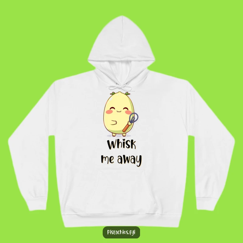 Funny Cozy Pistachio Hoodie: Cheerful Rosy-Cheeked Baker with Whisk - Warm Funny Gift!