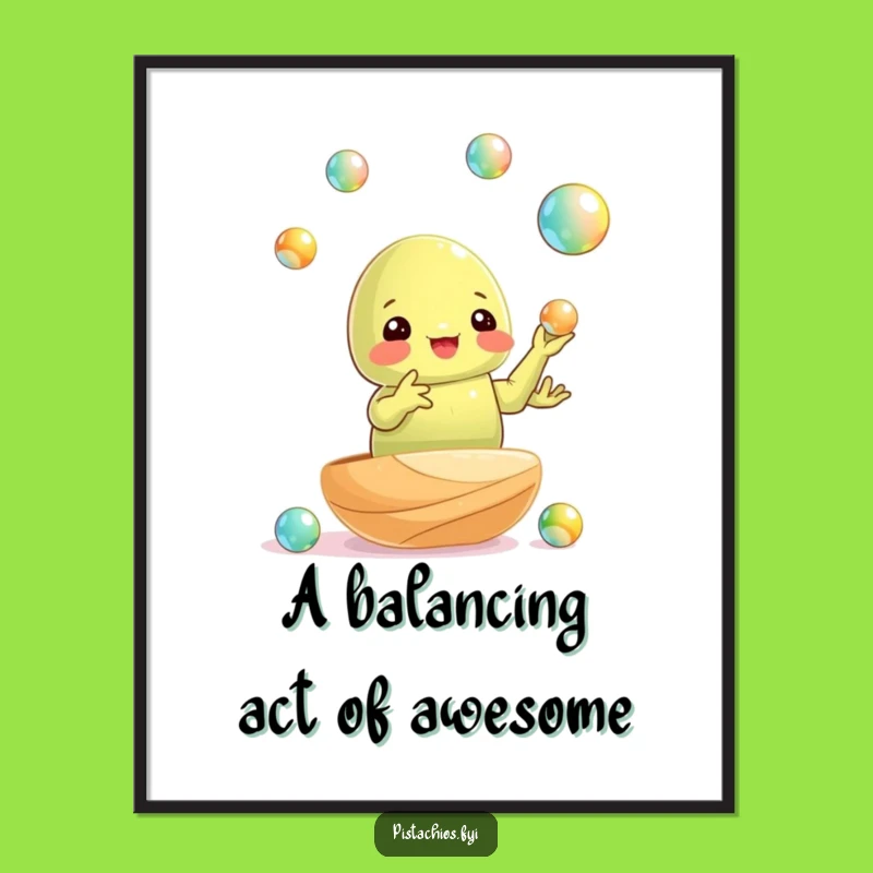 Free Printable Juggling Pistachio Wall Art: Funny Downloadable Skillful Decor