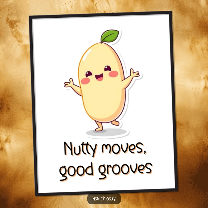 Funny Free Printable Wall Art: A cheerful cashew performing a hilarious silly dance, perfect for quirky, downloadable decor.