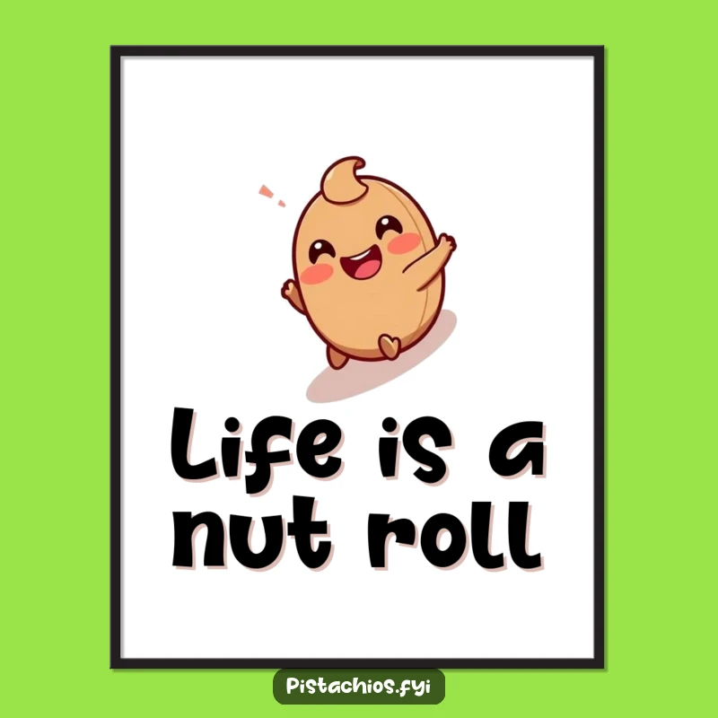 Free Printable Wall Art: Giggling Hazelnut Rolling - Funny Nutty Downloadable Decor