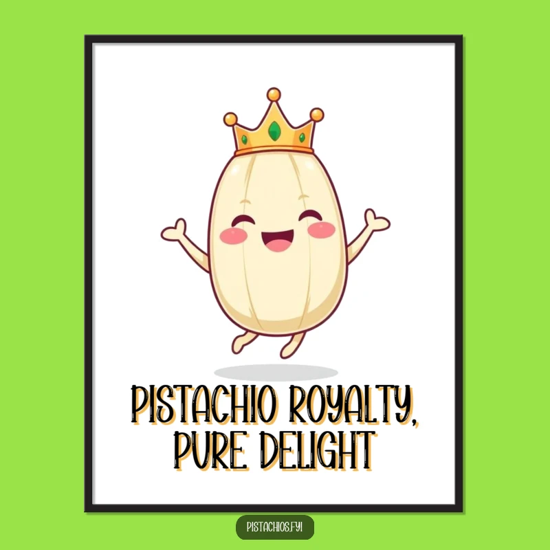 Free Printable Wall Art: Happy Pistachio Crown Hop - Funny Downloadable Decor