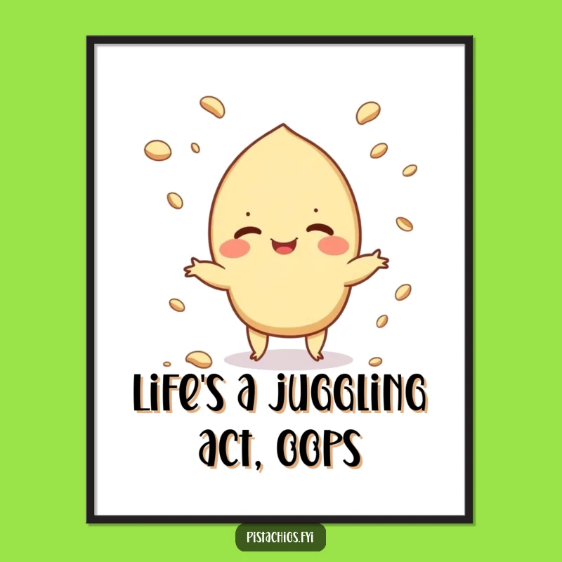 Free Printable Wall Art: Juggling Pistachio's Playful Whimsy, Funny Downloadable Decor