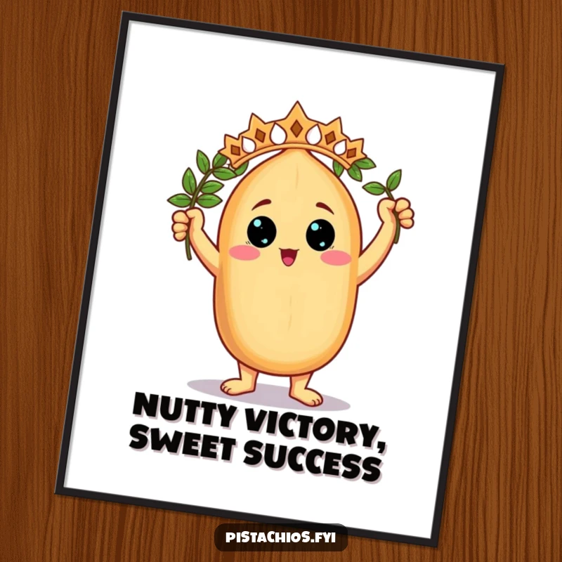 Funny Free Printable Wall Art: A triumphant nut character holding a tiny laurel wreath, a symbol of downloadable victory.