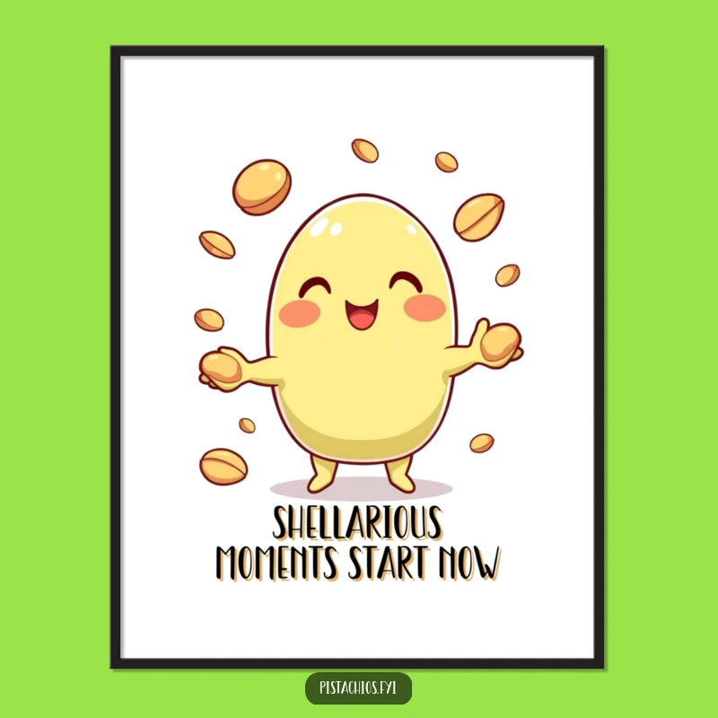 Funny Free Printable Wall Art: Juggling Pistachio, Nutty Decor, Quirky Downloadable Art