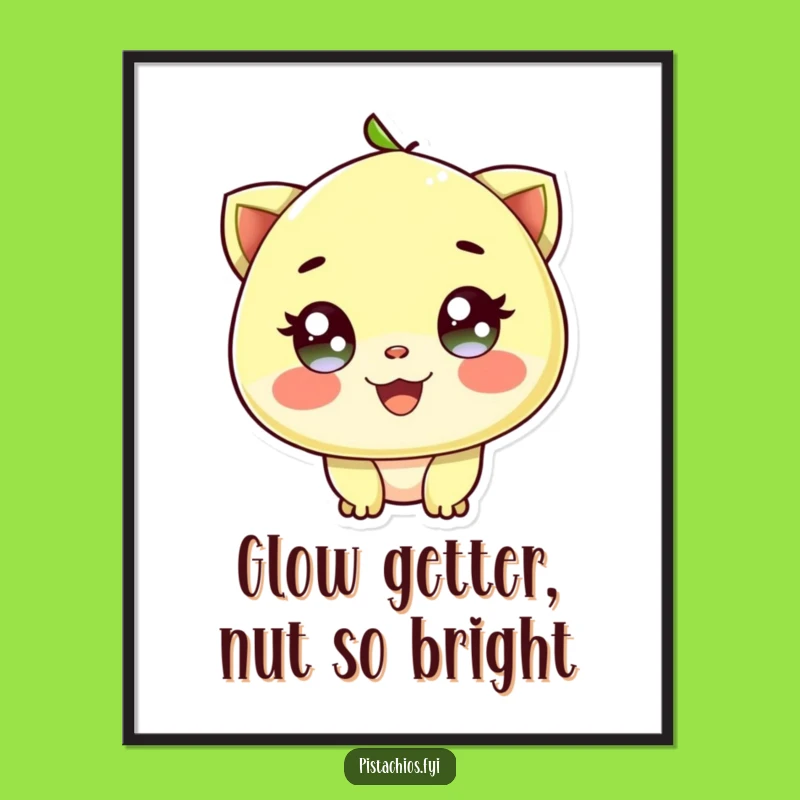 Funny Free Printable Wall Art: Sparkling Eyes Pistachio Character for Joyful Downloadable Decor!