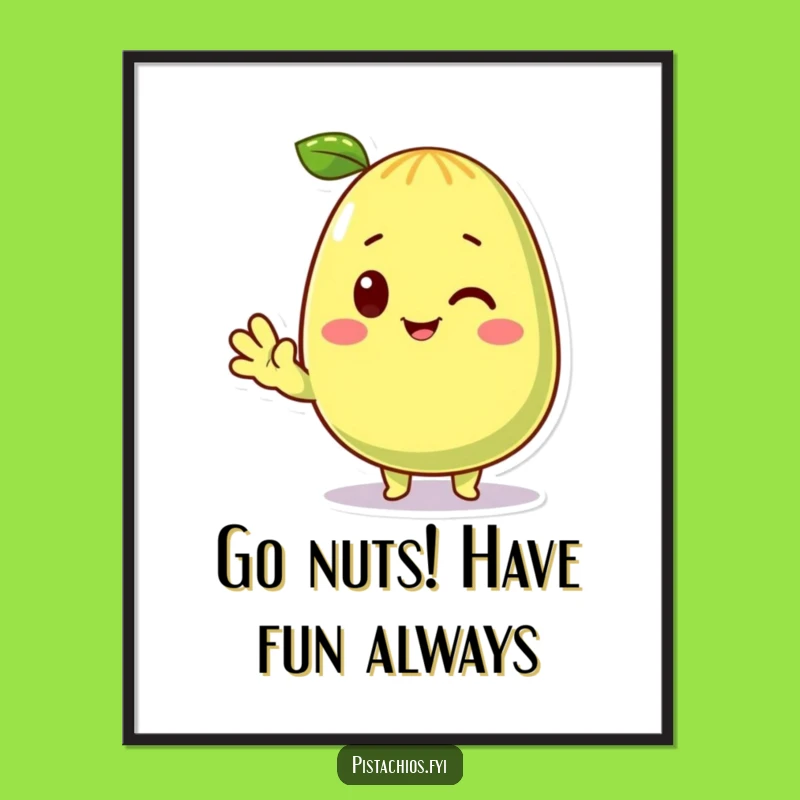 Free Printable Waving Pistachio Wall Art: Funny Downloadable Decor for Quirky Spaces