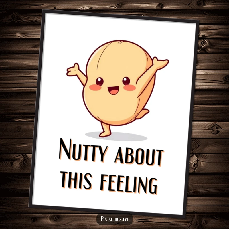 Funny Free Printable Wall Art: Playful macadamia nut character performing an energetic cartwheel, full of life.