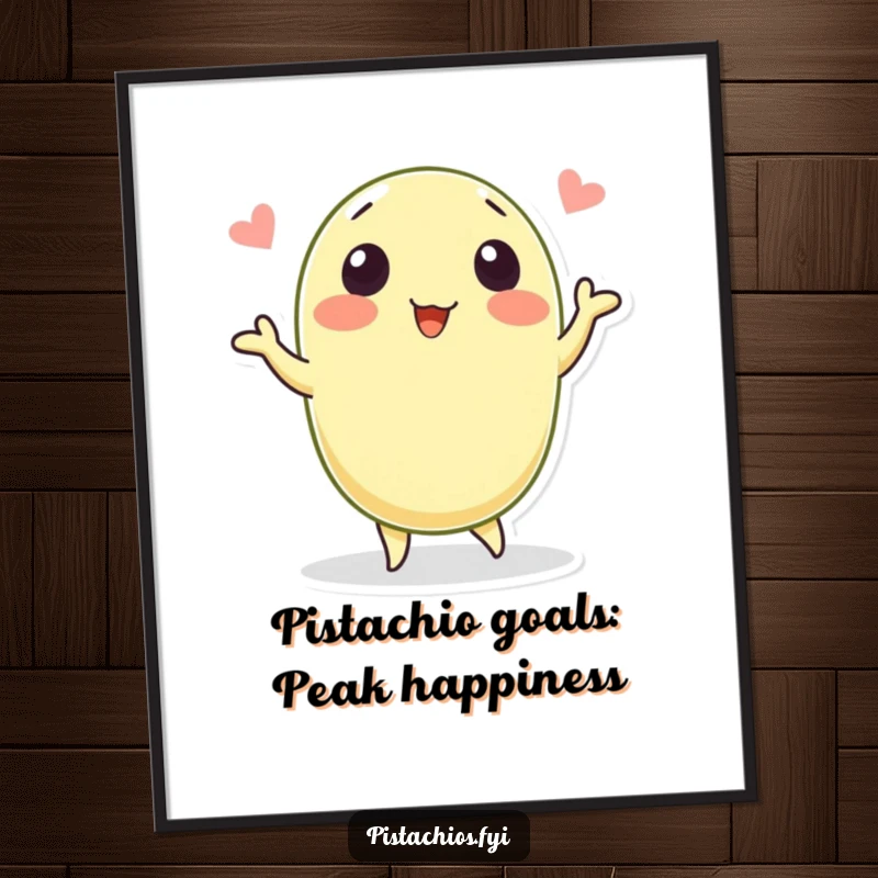 Funny Free Printable Wall Art: A pistachio character joyfully performing a silly dance, adding humor to any room.