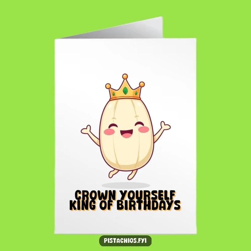 Free Printable Birthday Card: Happy Pistachio Crown Hop - Funny Downloadable Gift