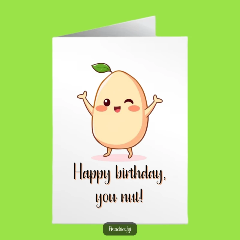 Free Printable Birthday Card: Dancing Kawaii Cashew, Joyful Downloadable Gift for a Fun Celebration!