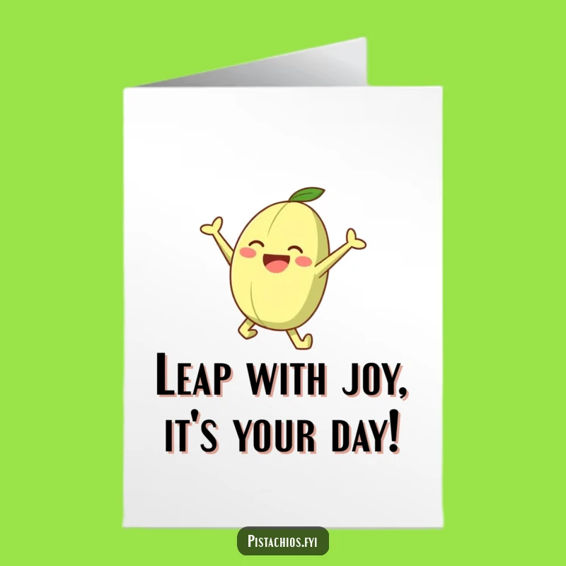 Free Printable Birthday Card: Joyful Pistachio Leaping High for a Funny Downloadable Gift!