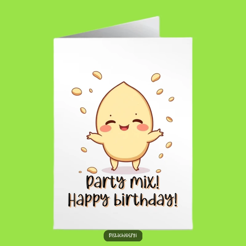 Free Printable Birthday Card: Juggling Pistachio's Fun, Funny Downloadable Gift Treat