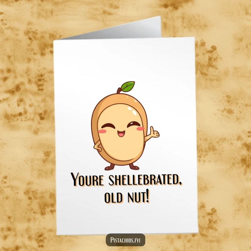 Funny Free Printable Birthday Card showcasing a winking nut character striking a confident, cool pose, ready to celebrate.