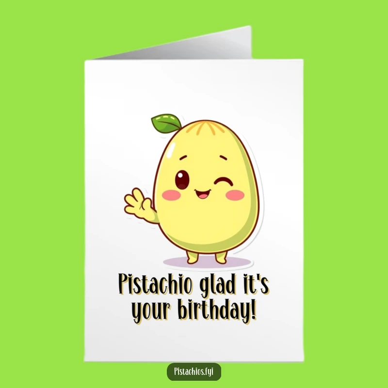 Free Printable Waving Pistachio Birthday Card: Funny Downloadable Nutty Greeting Gift