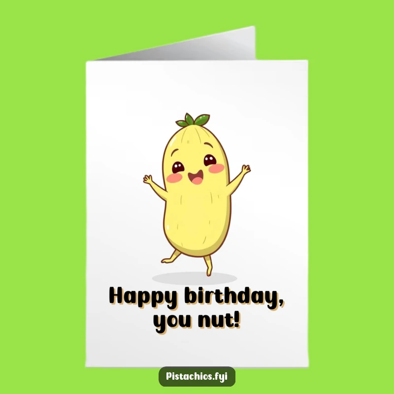 Free Printable Birthday Card: Pistachio's Joyful Jig - Instant Download